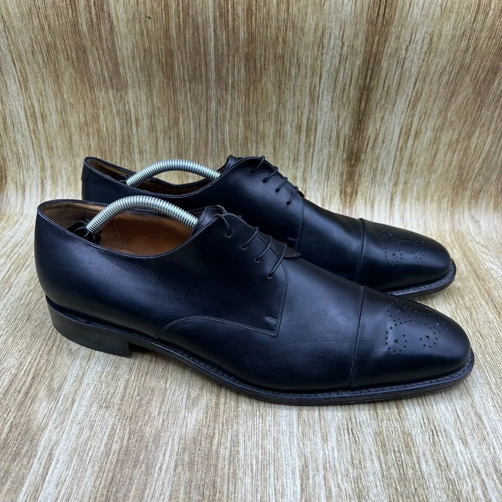 Salvatore Ferragamo Tramezza Derby Men's Size 11.5 EE Black Cap Medallion Shoes